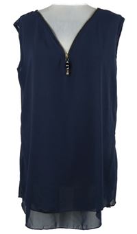 Dámska tmavomodrá šifónová blúzková á tunika