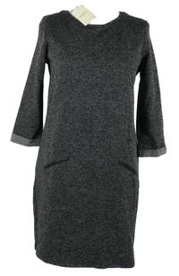 Nové - Dámské černé melírované teplákové šaty C&A