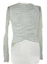 Dámské bílé krajkové crop řasené triko 