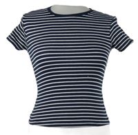 Dámské tmavomodro-bílé pruhované crop tričko Pull&Bear 