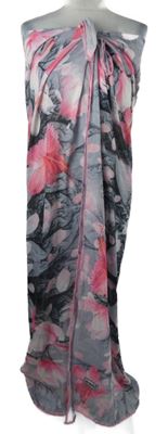 Dámské růžovo-šedé květované pareo 