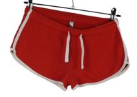 Dámske červené teplákové kraťasy s bielým pruhom FB Sister