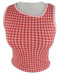 Dámsky červeno-ružový kockovaný crop top Primark