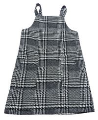 Čierno-biele kockované vlnené na traké šaty F&F