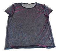 Čierno-modro-ružové šifónové tričko Candy couture
