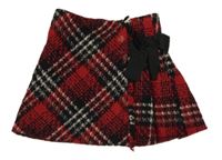 Červeno-čierno-biela károvaná vlnená sukňa Matalan
