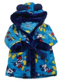 Azurový chlupatý župan s Mickey Mousem a kapucí Disney