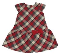 Červeno-béžovo-tmavomodré kárované šaty H&M