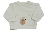 Biela rebrovaná mikina s medvěďom Dunnes