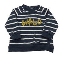 Tmavomodro-biela pruhovaná mikina s nápisom Mamas&Papas