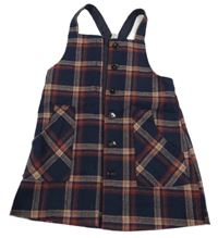 Tmavomodro-vínovo-ružové kockované vlnené šaty TU