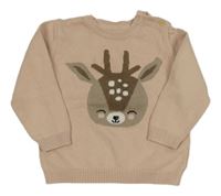 Světlerůžový svetr se srnkou H&M