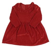 Červené rebrované plyšové šaty Matalan