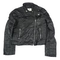 Čierna koženková crop bunda H&M