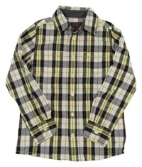 Čierno-bielo-žlto-červená kockovaná košeľa Esprit