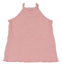 Neónově ružovo-biely pruhovaný top Zara