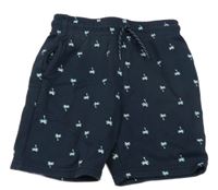 Tmavomodré teplákové kraťasy s palmami PRIMARK