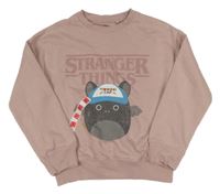 Růžová mikina s příšerkou a nápisem - Stranger Things Netflix