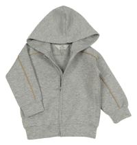 Sivá melírovaná prepínaci mikina s béžovým pruhom a kapucňou H&M