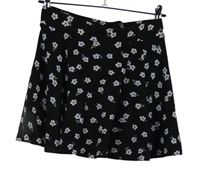 Dámska čierna kolová sukňa s kvetmi C&A