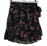 Dámska čierna šifónová vrstvená sukňa s kvetmi Vero Moda