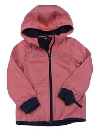 Ružová melírovaná softshellová bunda s kapucňou
