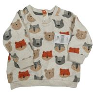 Nové - Svetlobéžová mikina so zvířaty zn. Matalan