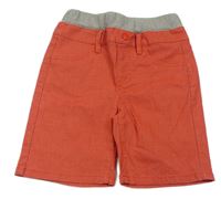 Jahodové plátěné kraťasy s úpletovým pasem