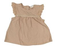 Pudrová melírovaná šatová tunika s volániky s madeirou Next