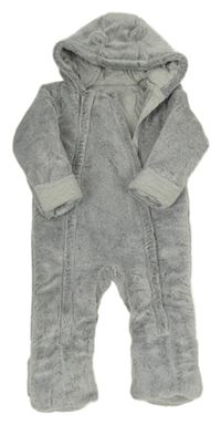 Sivá plyšová zateplená kombinéza s kapucňou George