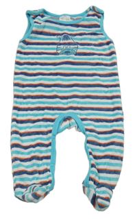 Modro-bílo-červené pruhované sametové dupačky so zvieratkom Impidimpi