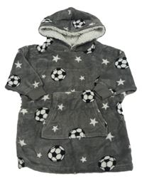 Šedá chlupatá oversize mikina s hvězdičkami a kapucí Peacocks