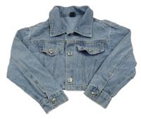 Modrá rifľová crop bunda Shein