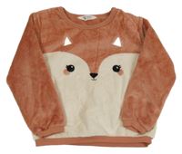 Ružovo-biela chlpatá mikina s líškou H&M