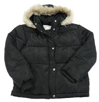 Černá šusťáková zimní bunda s kapucí