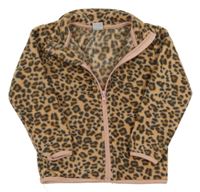 Broskvovo-hnedá vzorovaná fleecová prepínaci mikina Kiki&Koko