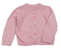 Svetloružový prepínaci ľahký sveter so srdiečkami Mothercare