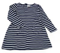 Tmavomodro-biele pruhované šaty Topolino