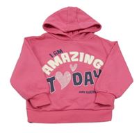 Ružová mikina s nápisom a kapucňou Primark