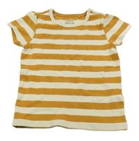 Medovo-smetanové pruhované žebrované tričko 