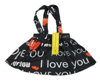 Nové - Čierna sukňa s nápismi a trakami Shein