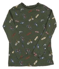 Khaki pyžamové triko s koly Fat Face