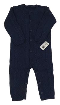 Nové - Tmavomodrý pletený overal Dunnes