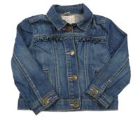 Tmavomodrá riflová bunda s volánky Tu