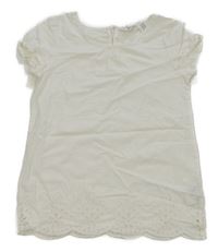 Biela blúzka s madeirou H&M