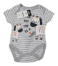 Nové - Bielo-sivé pruhované body so zebrami Pep&Co
