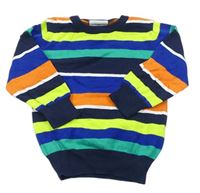 Tmavomodro-farebný pruhovaný sveter Topolino
