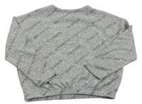 Sivý oversize sveter s nápismi