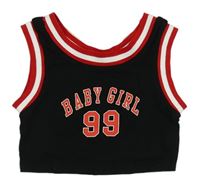 Čierny crop top s číslom a pruhmi Shein