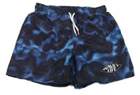 Čierno-modré šušťákové plážové kraťasy H&M